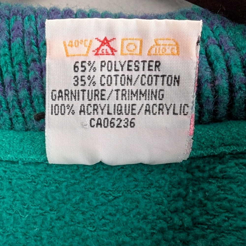 Vintage Lady Footlocker Green Shawl Collar Striped Sweatshirt, Size L - Picture 7 of 10